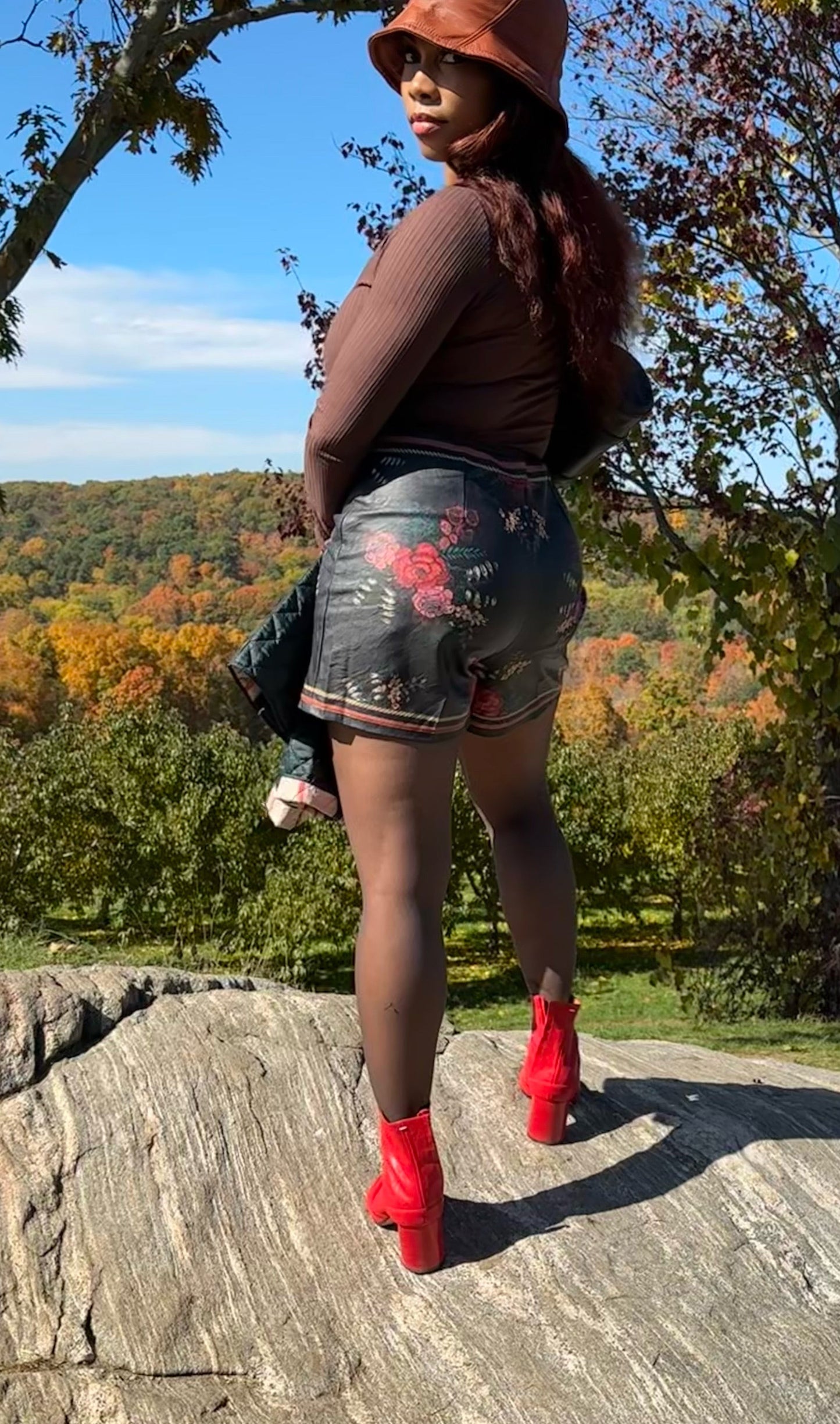 Tainted Floral Leather Skort